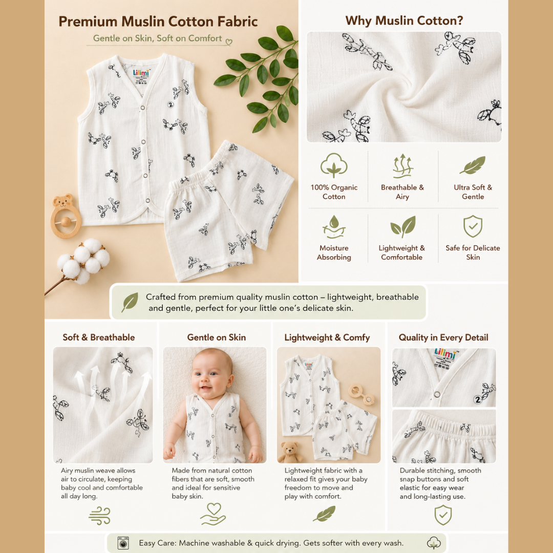 Boys Muslin Jabla Co-ord Set (Doodle Animal Theme)