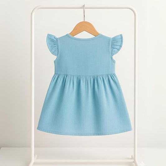 Front Open Crinkle Muslin Frock | Summer Wear