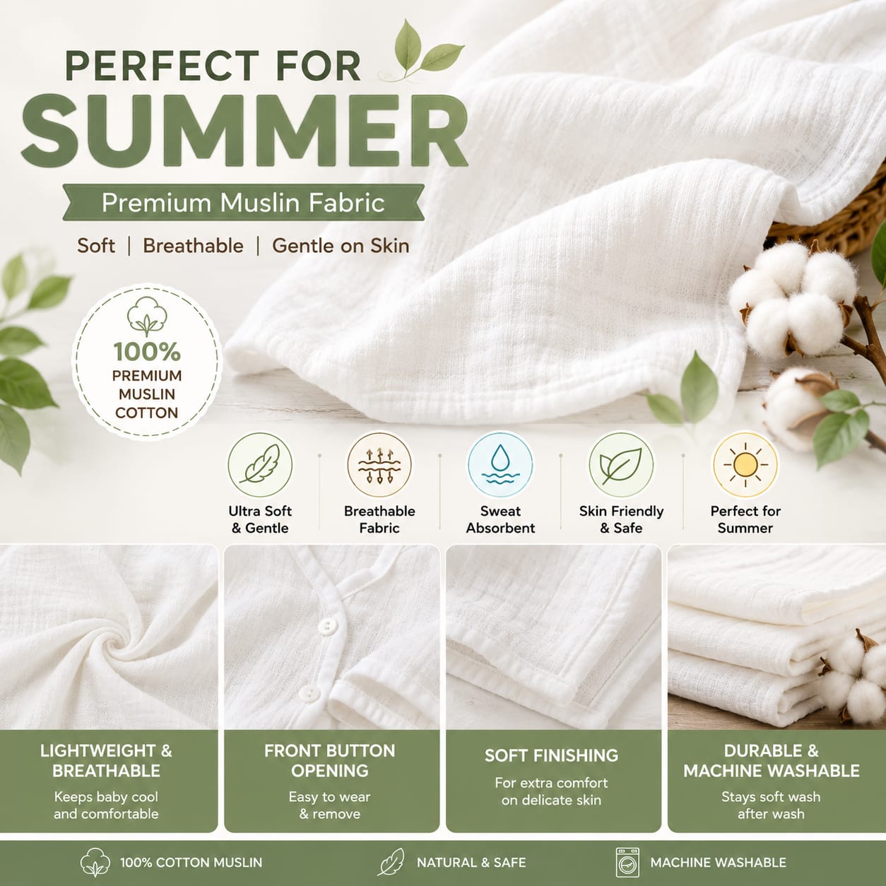 Front Open Muslin Frock | Summer Wear (Cute Lavender Prints)