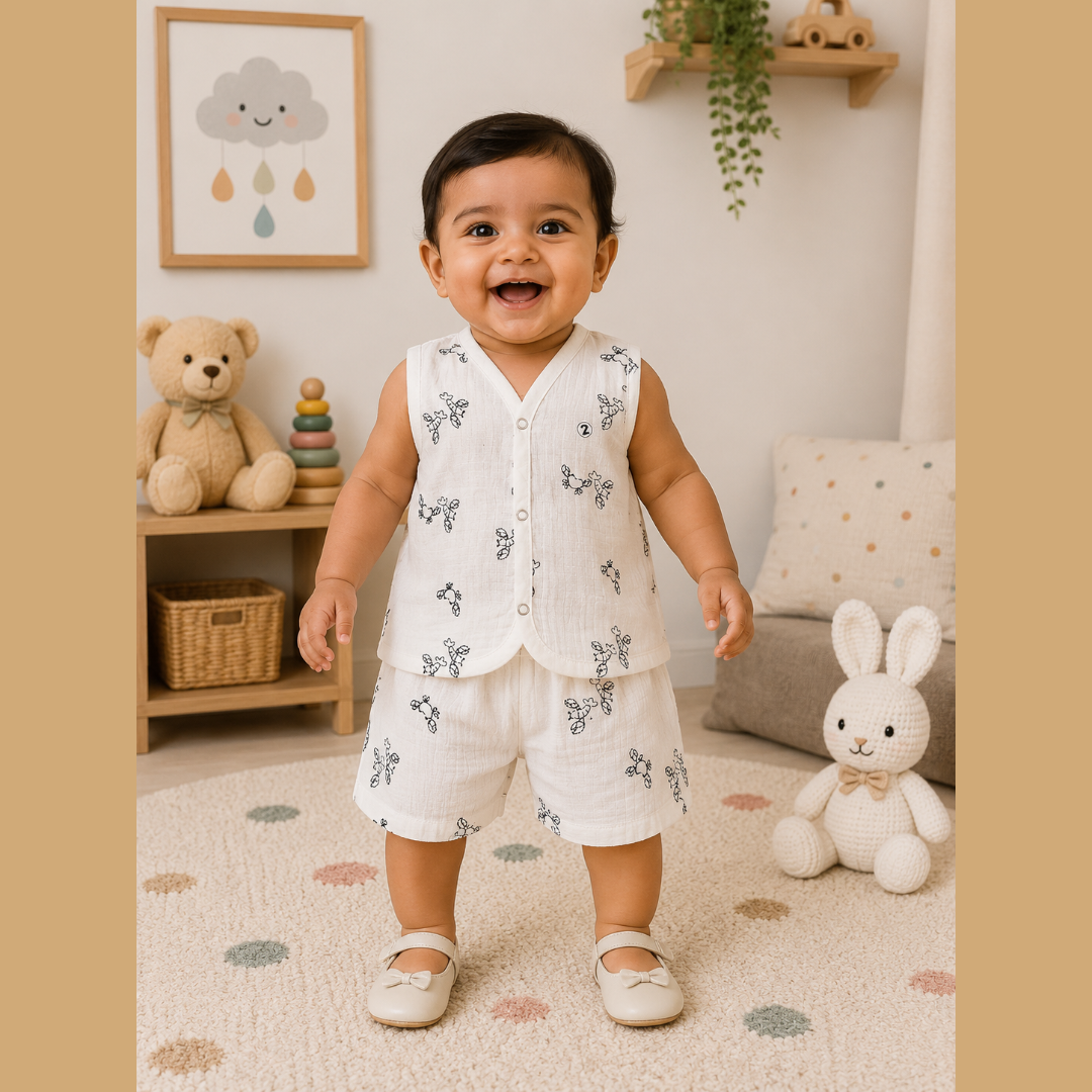 Boys Muslin Jabla Co-ord Set (Doodle Animal Theme)