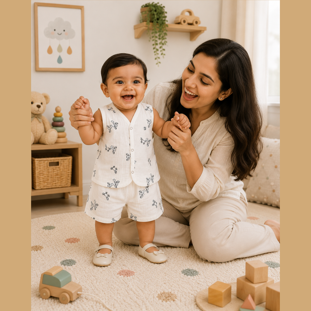 Boys Muslin Jabla Co-ord Set (Doodle Animal Theme)