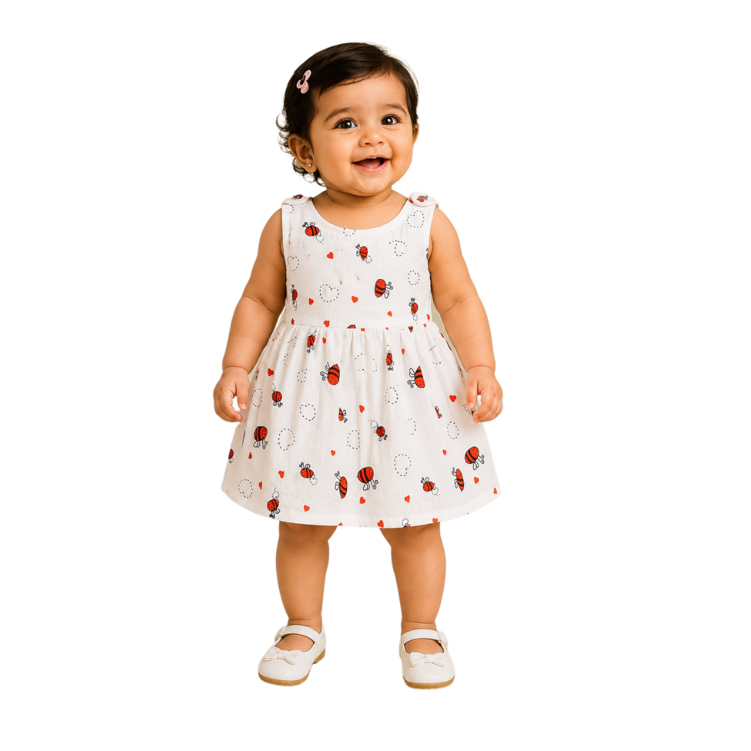 Top Open Muslin Frock | Summer Wear (Love Bug)