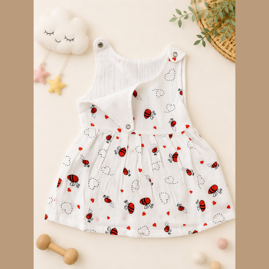 Top Open Muslin Frock | Summer Wear (Love Bug)
