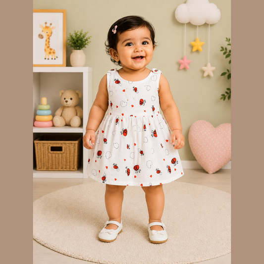 Top Open Muslin Frock | Summer Wear (Love Bug)
