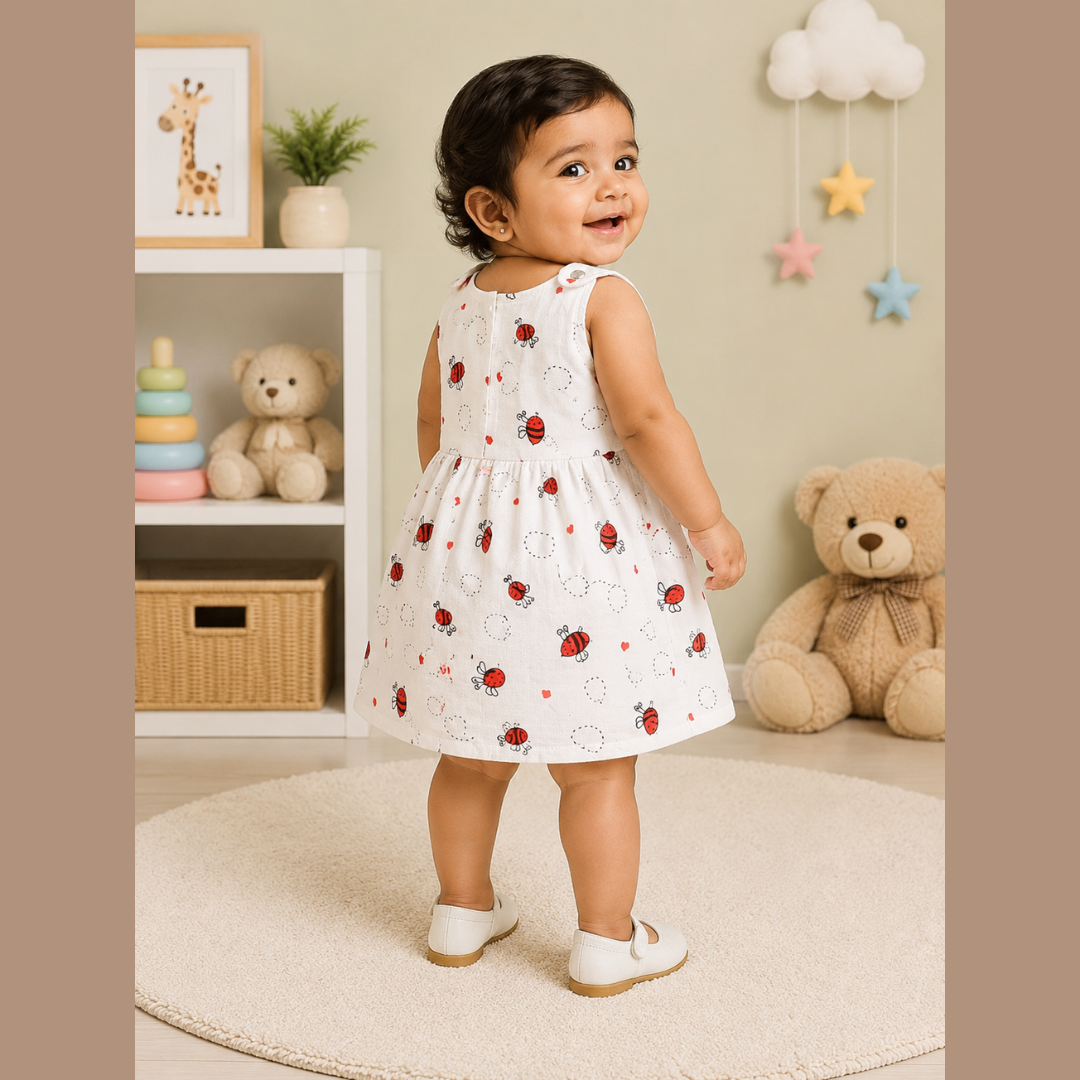 Top Open Muslin Frock | Summer Wear (Love Bug)