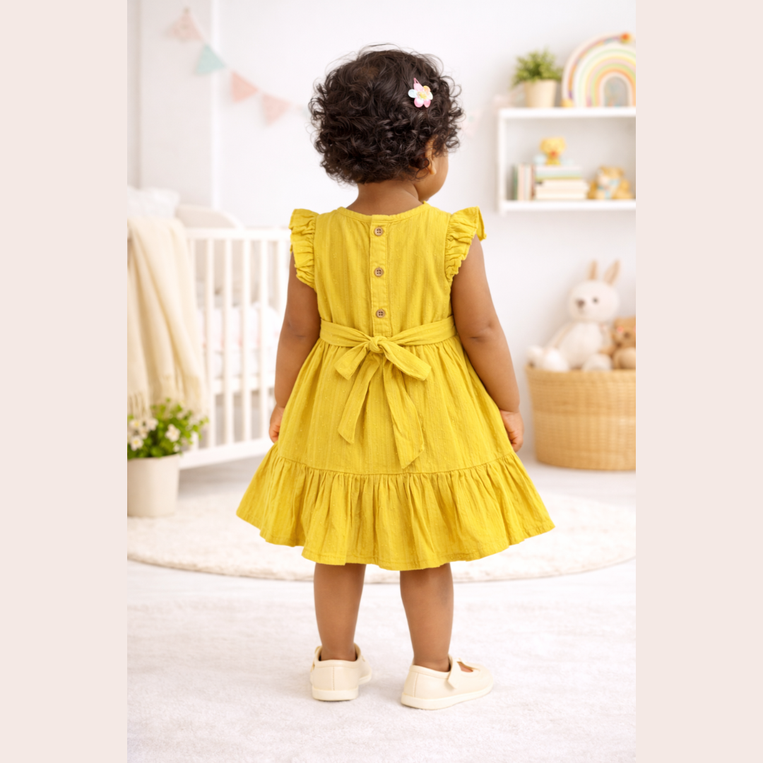Pure Cotton Summer Dress with Ruffle Sleeves –  Toddler Casual Frock