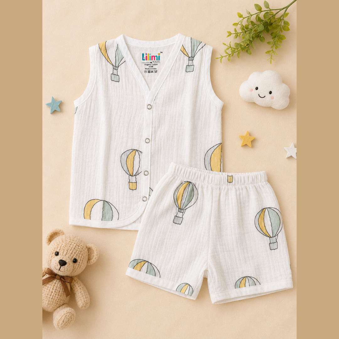 Boys Muslin Jabla Co-ord Set (Hot Air Balloon Theme)