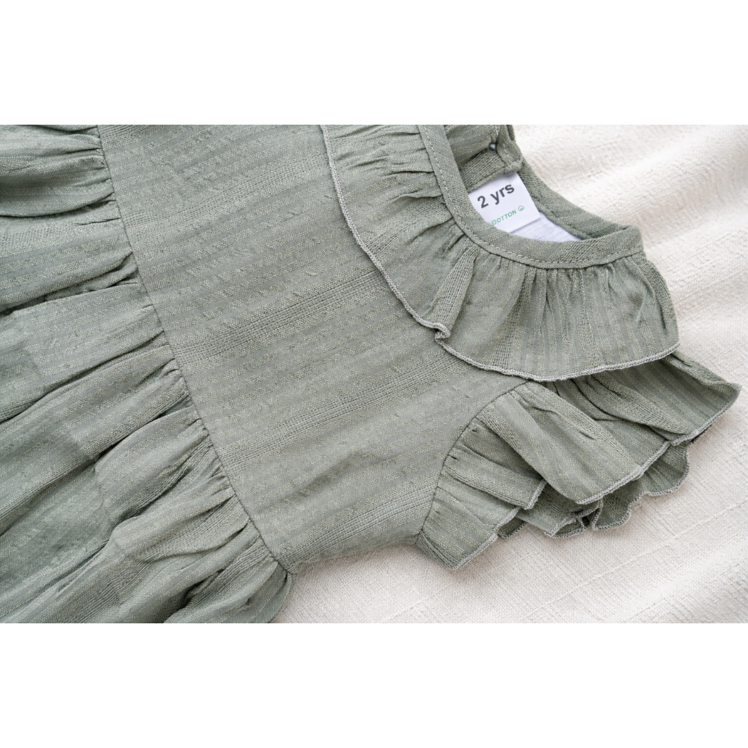 Pure Cotton Summer Dress with Ruffle Sleeves –  Toddler Casual Frock