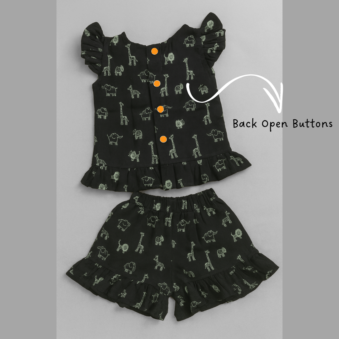 Girls Floral Print Cotton Two-Piece Co Ord Set