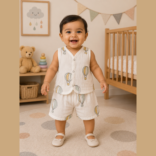 Boys Muslin Jabla Co-ord Set (Hot Air Balloon Theme)