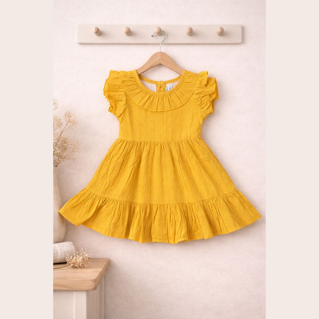 Pure Cotton Summer Dress with Ruffle Sleeves –  Toddler Casual Frock