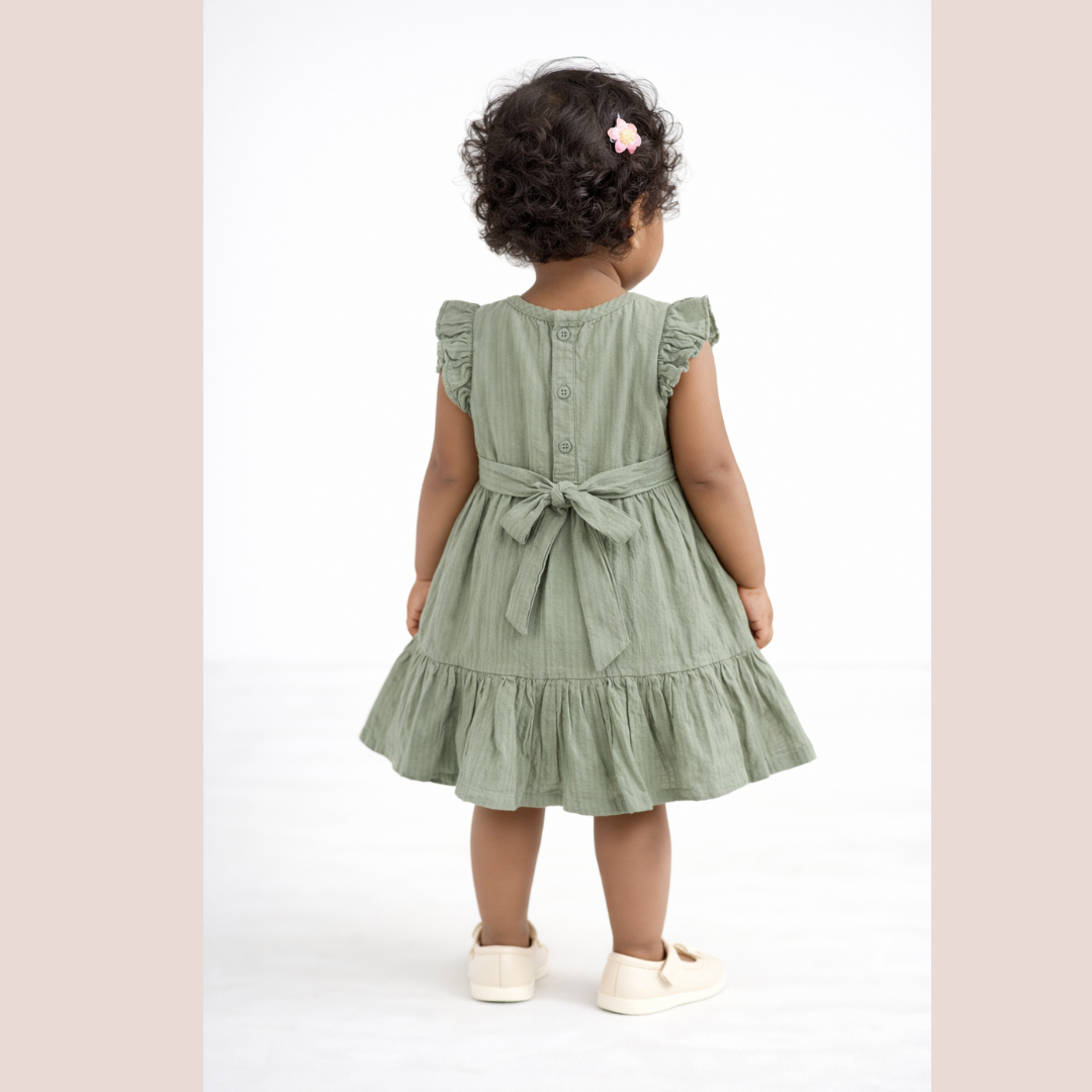 Pure Cotton Summer Dress with Ruffle Sleeves –  Toddler Casual Frock