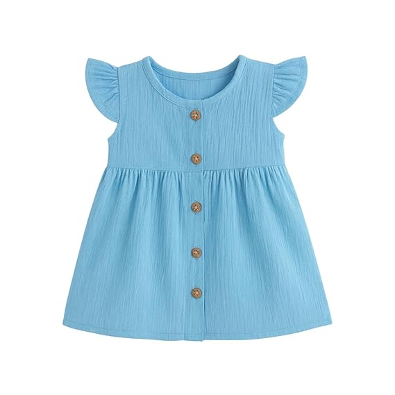 Front Open Crinkle  Muslin Frock | Summer Wear