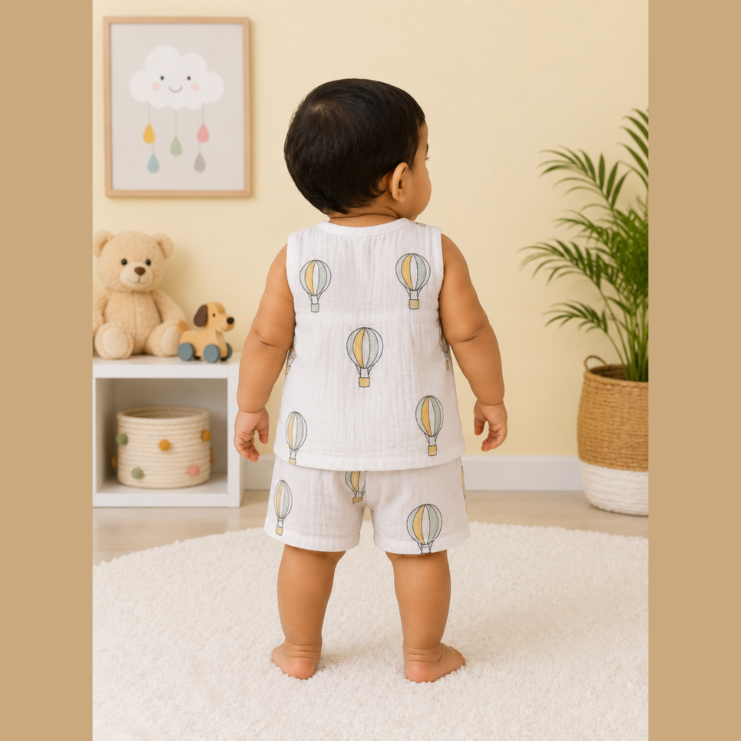 Boys Muslin Jabla Co-ord Set (Hot Air Balloon Theme)