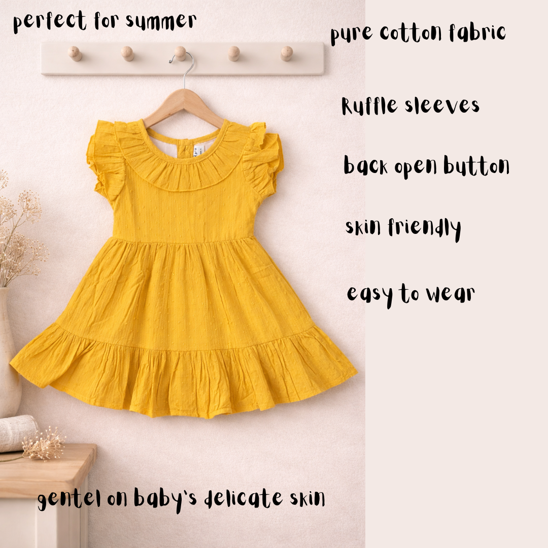 Pure Cotton Summer Dress with Ruffle Sleeves –  Toddler Casual Frock