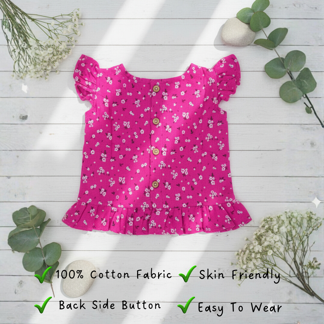 Girls Floral Print Cotton Two-Piece Co Ord Set