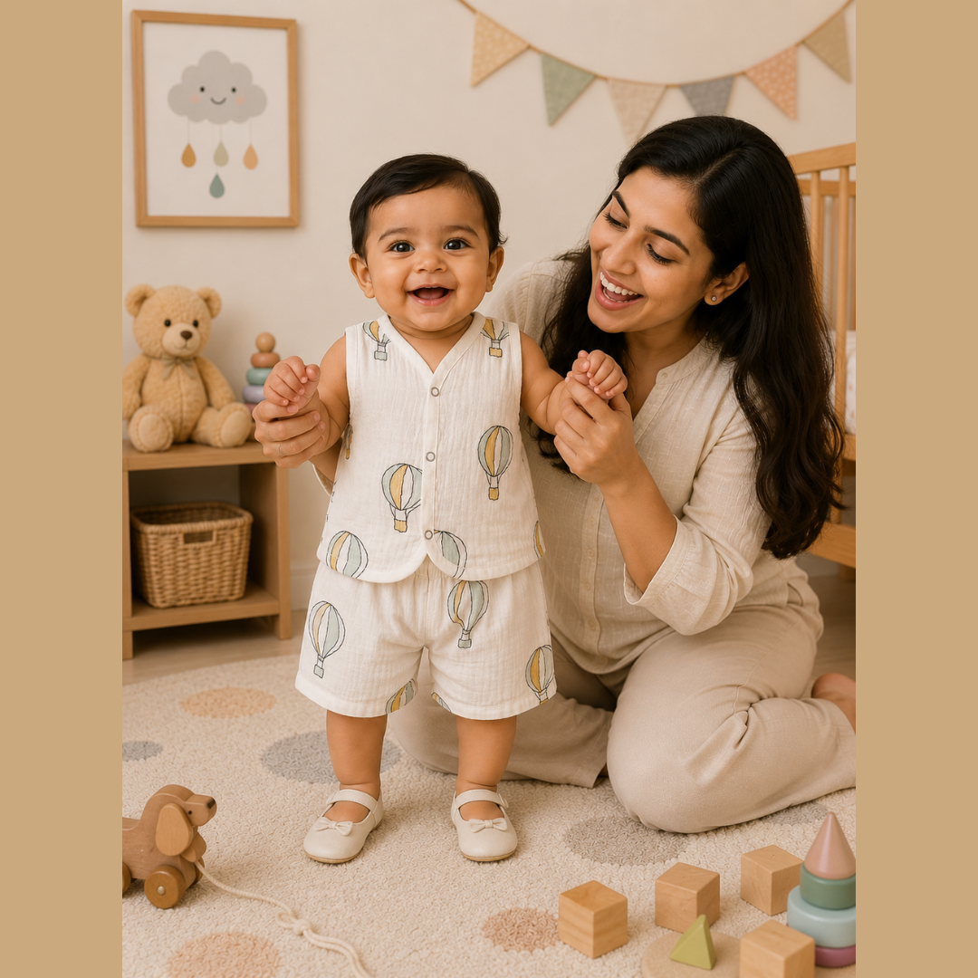 Boys Muslin Jabla Co-ord Set (Hot Air Balloon Theme)