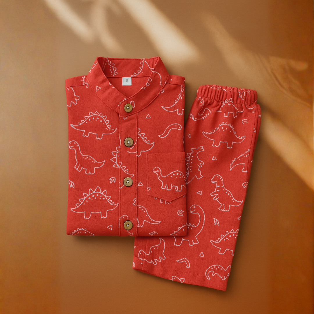 Kids Dinosaur Print Cotton Co-ord Set