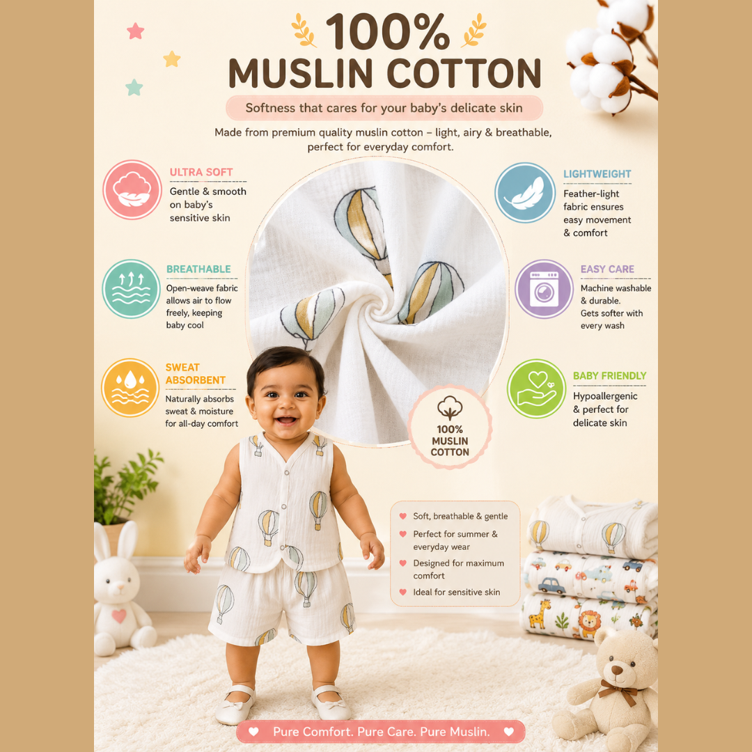 Boys Muslin Jabla Co-ord Set (Hot Air Balloon Theme)