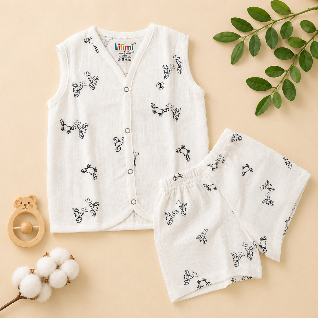Boys Muslin Jabla Co-ord Set (Doodle Animal Theme)