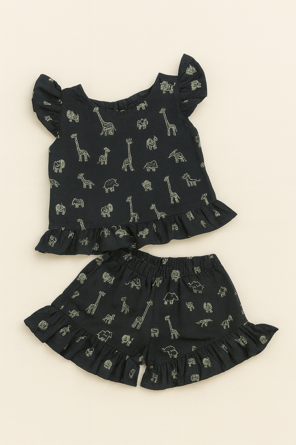 Girls Floral Print Cotton Two-Piece Co Ord Set
