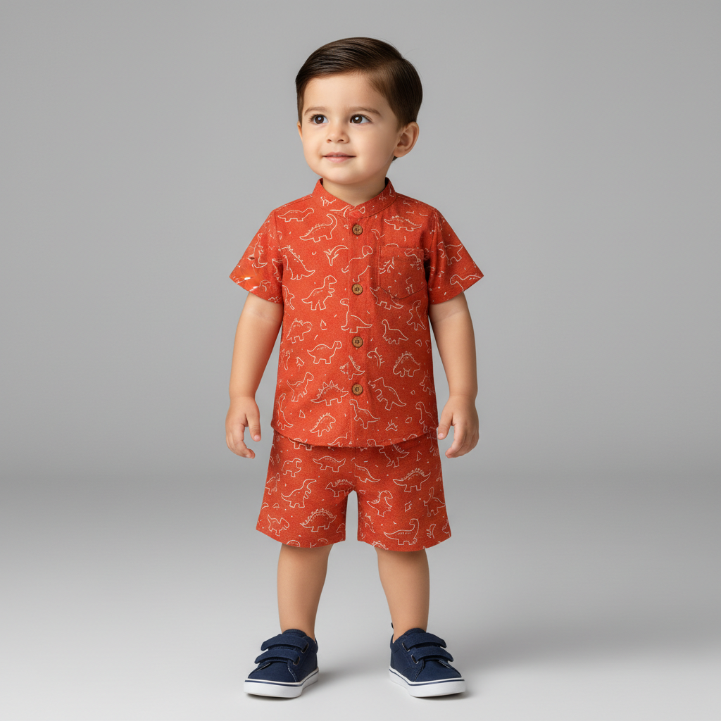 Kids Dinosaur Print Cotton Co-ord Set