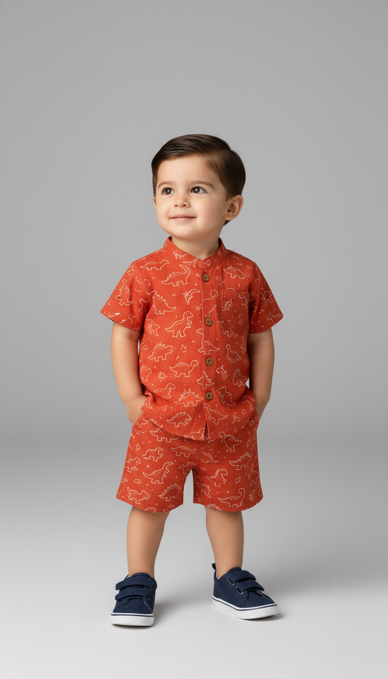 Kids Dinosaur Print Cotton Co-ord Set